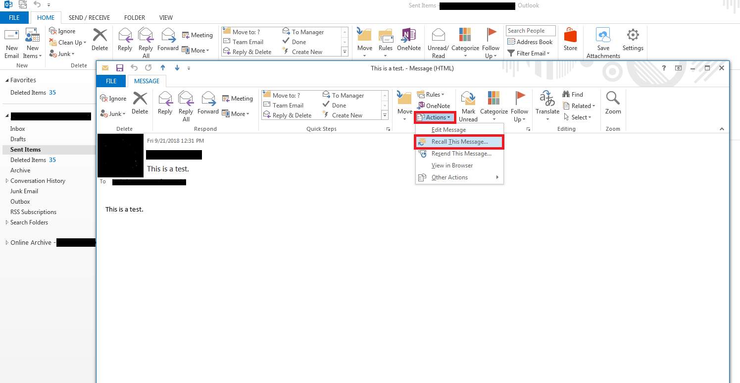 cara recall email outlook 2019