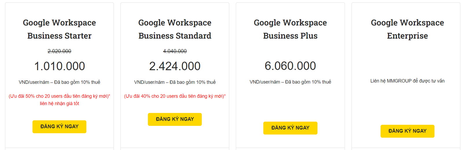 giá google workspace