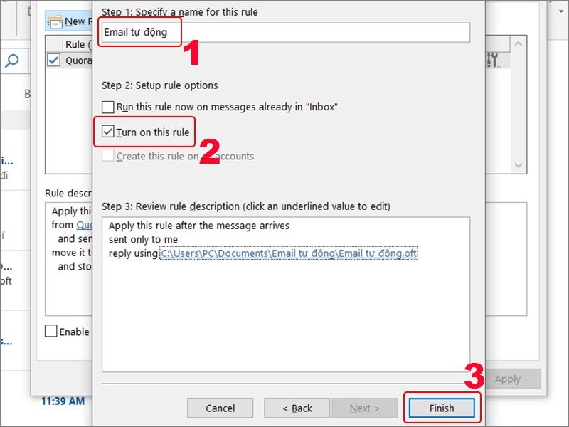 Trả lời email tự động trong Outlook