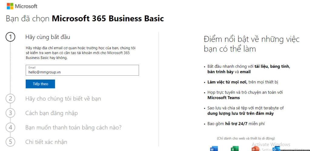 đăng ký Microsoft 365 Business