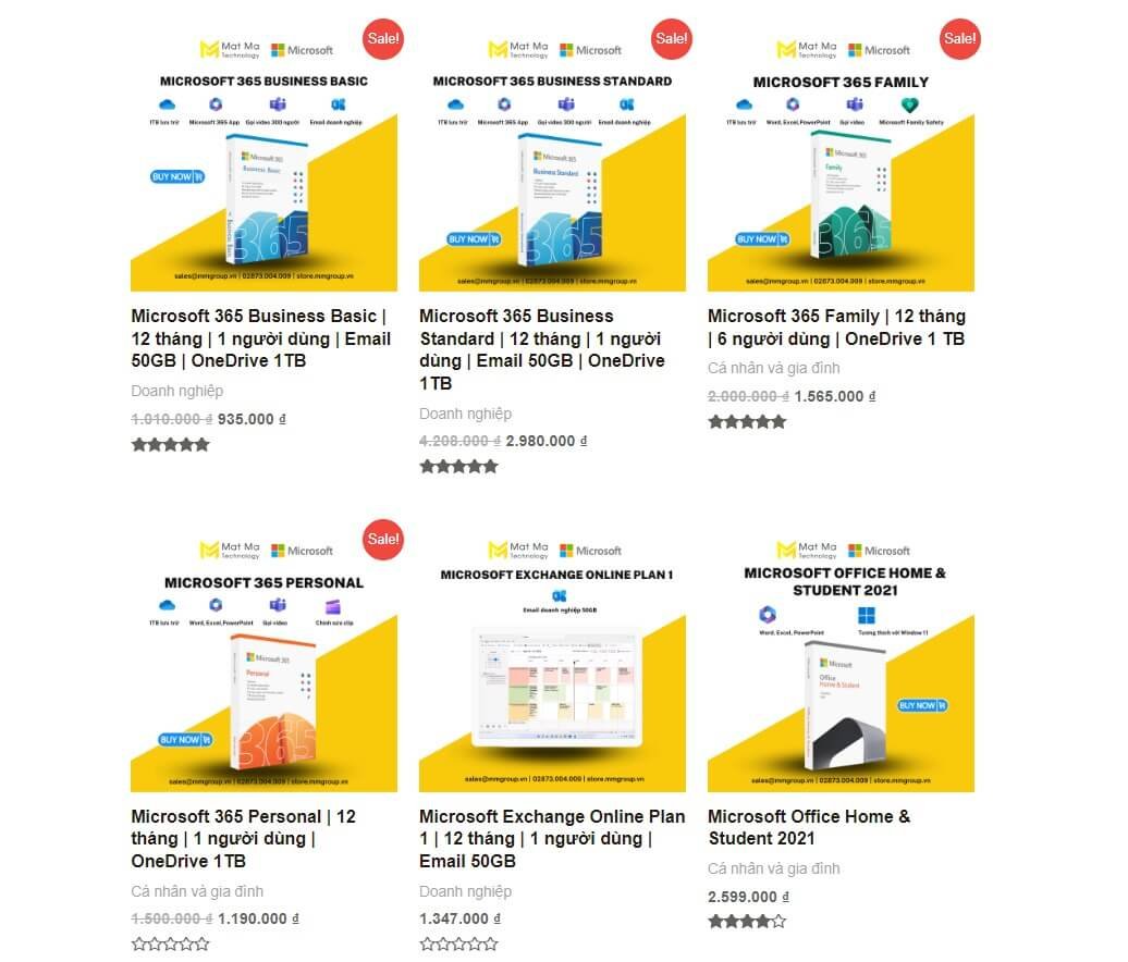 Các  gói Microsoft 365 mới nhất